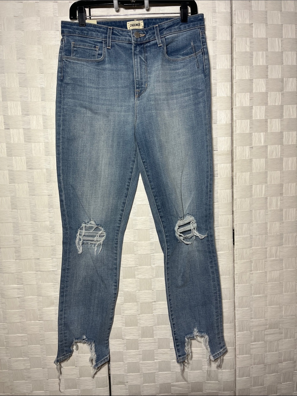 Blue Distressed Ankle Jeans